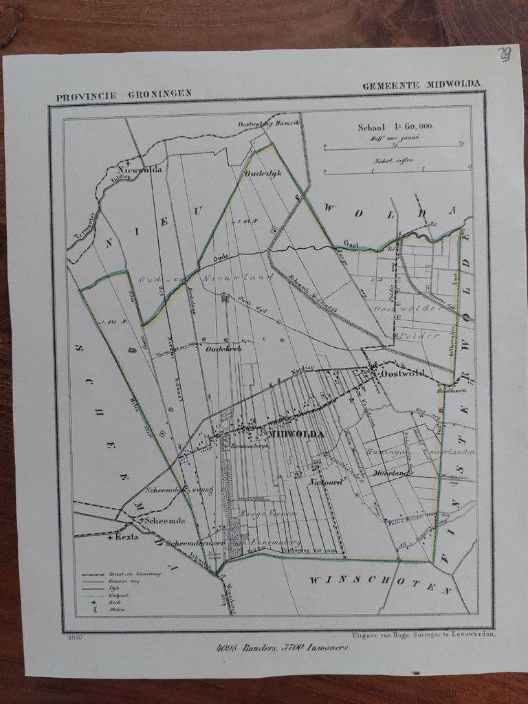 29 / Midwolda Oudekerk Scheemda Rexta Oostwold van J. Kuyper, Antiek en Kunst, Ophalen of Verzenden