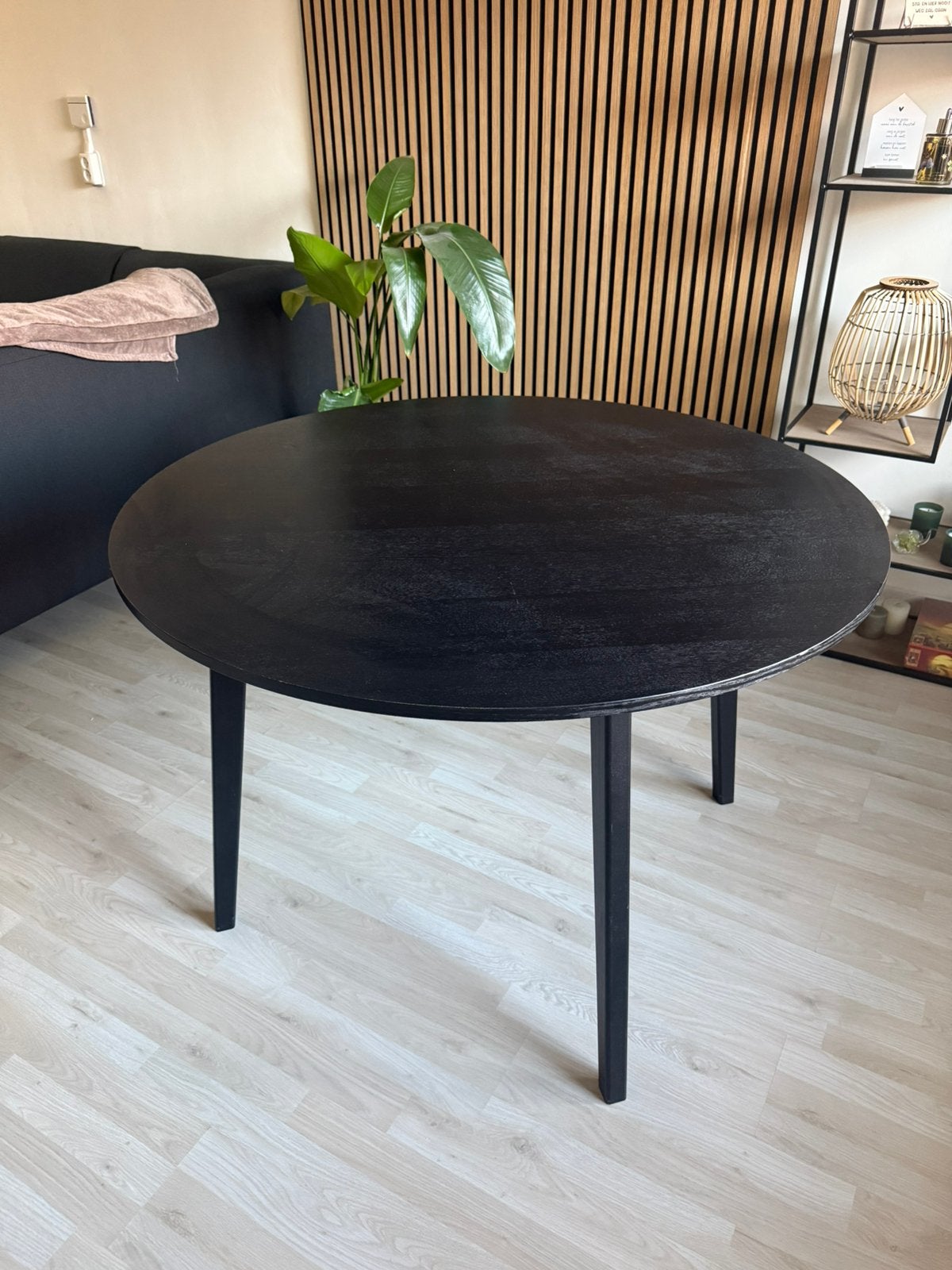 Ronde zwarte eettafel – Ø115 cm