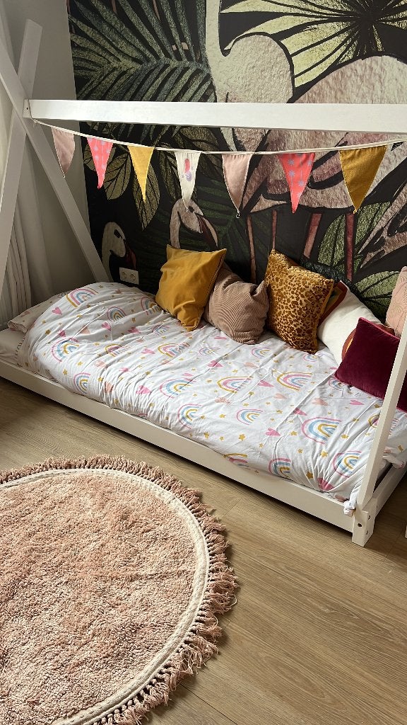 eenpersoonsbed tipitent kids 90x200 wit, Ophalen, 85 tot 100 cm, Zo goed als nieuw, Lattenbodem
