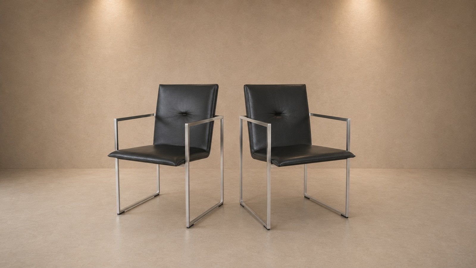 4x Arco frame zwart leer, Gebruikt, Zwart, Leer, Ophalen of Verzenden