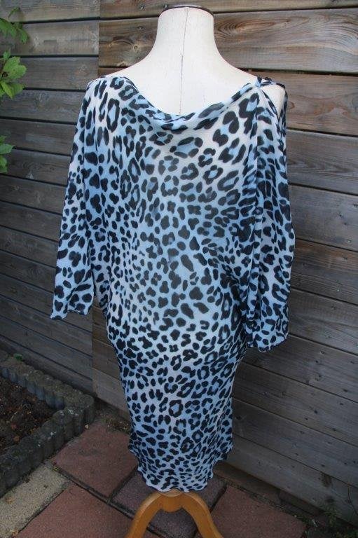 Jurk/ Tuniek zwart/ blauw Tessa Koops mt l Transp Vaste pr, Blauw, Maat 42/44 (L), Ophalen of Verzenden, Zo goed als nieuw