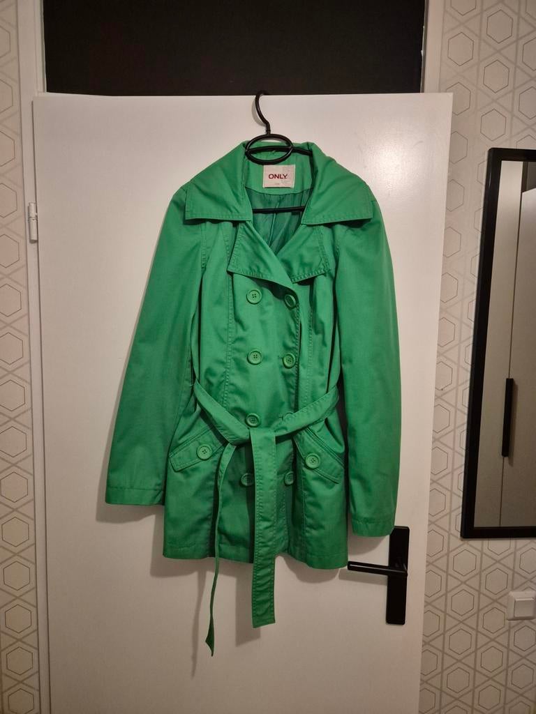 Groene Only Trenchcoat Maat L, Kleding | Dames, Only, Maat 42/44 (L), Ophalen of Verzenden, Zo goed als nieuw