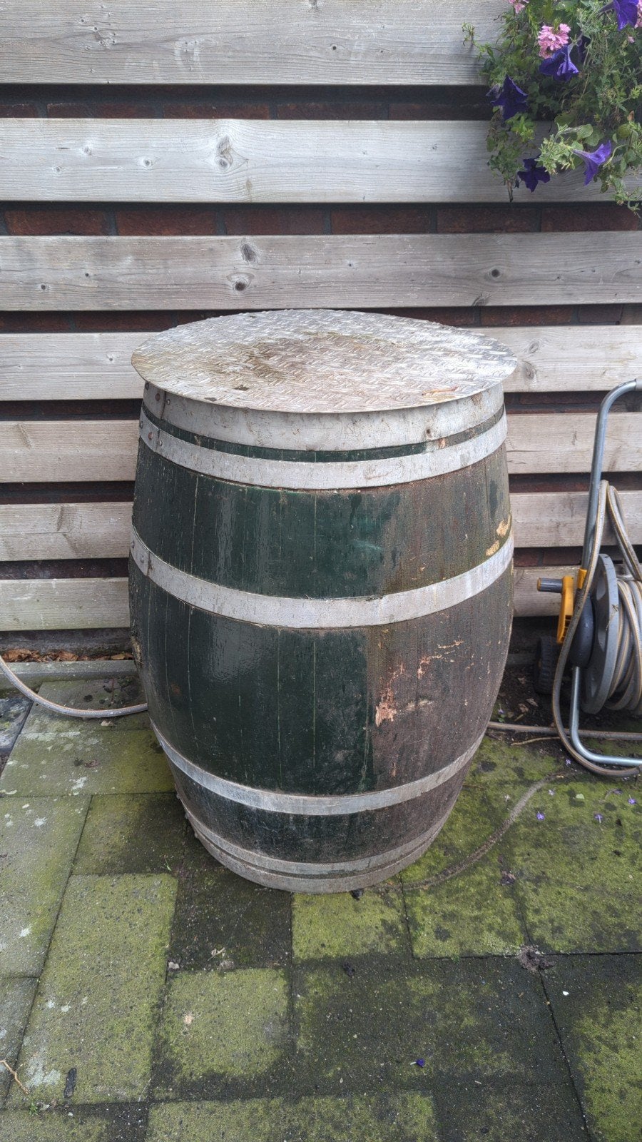 Regenton van oud wijnvat - waterdicht, Tuin en Terras, Regentonnen, 150 liter of meer, Ophalen, Hout