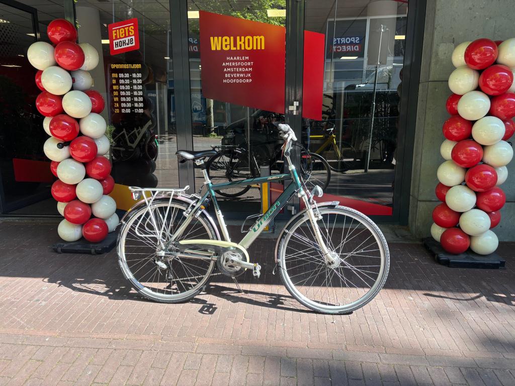 Fietshokje raaks: Union Goldsun-E 8s herenfiets D55, Fietsen en Brommers, Fietsen | Heren | Herenfietsen, Gebruikt, Velgrem, Niet ingevuld