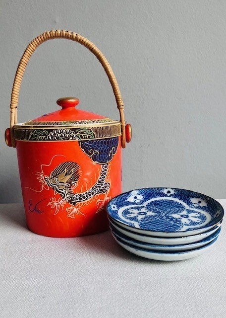 Satsuma Japan cookie jar oranje mamezara inban-stijl vintage, Ophalen of Verzenden