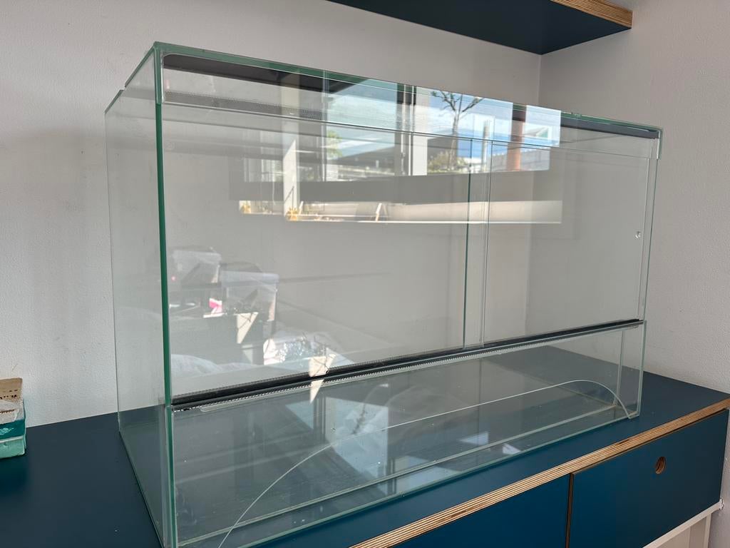 Glazen hamster/gerbil hok 80x50x40 cm, Gebruikt, 75 tot 110 cm, Ophalen, Minder dan 60 cm