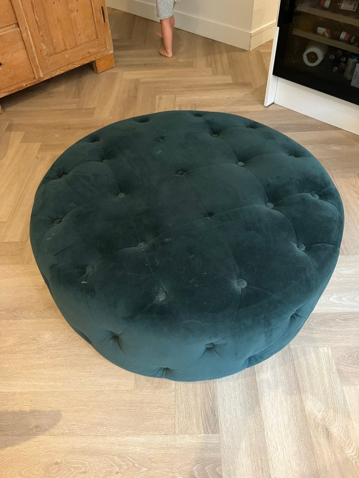 MADE Proef Forest Groen Poef - 100x40 cm, Ophalen, Gebruikt, Rond, 100 tot 125 cm