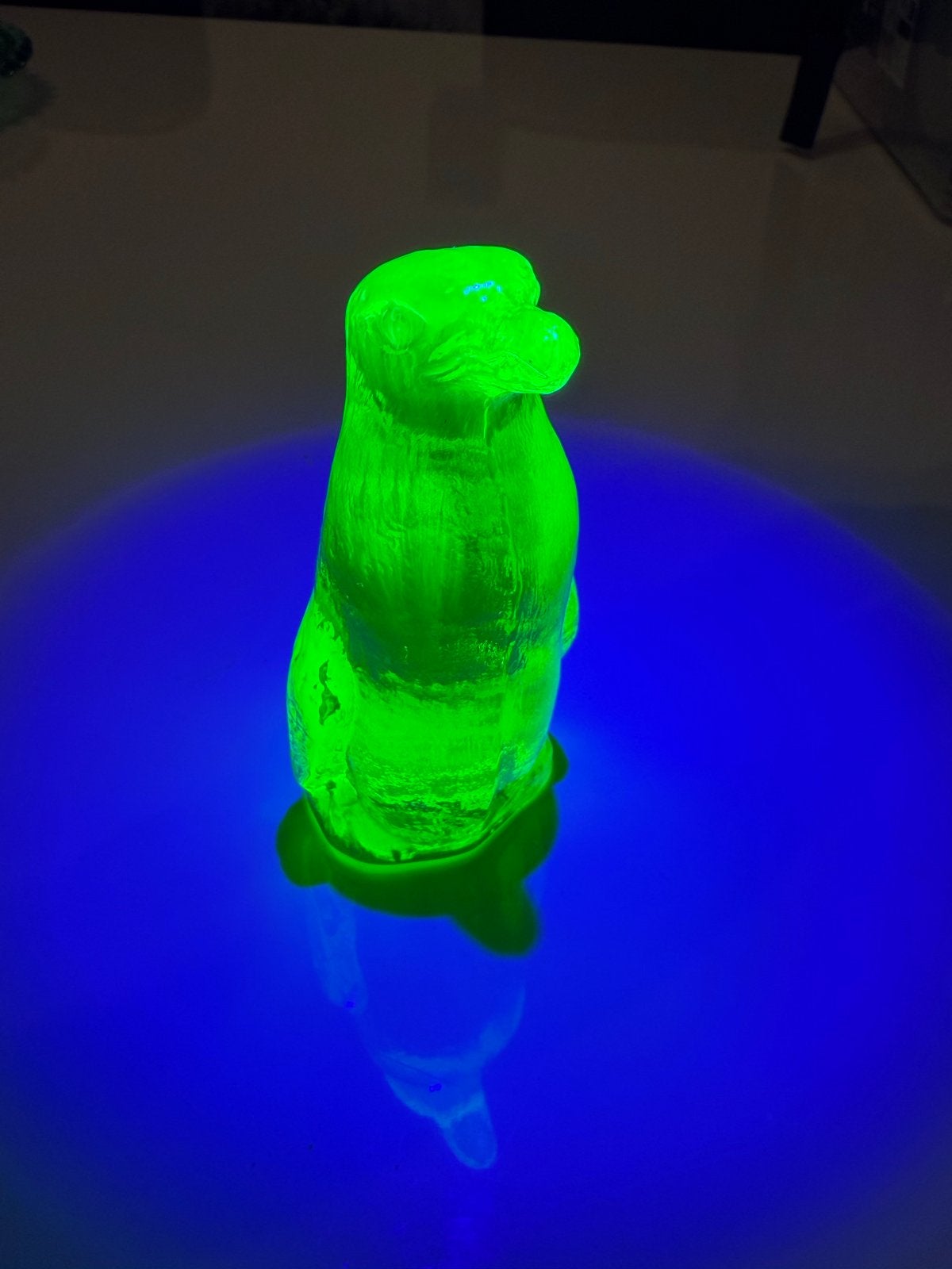 Vintage Uranium Glas Pinguïn Beeldje, Ophalen of Verzenden