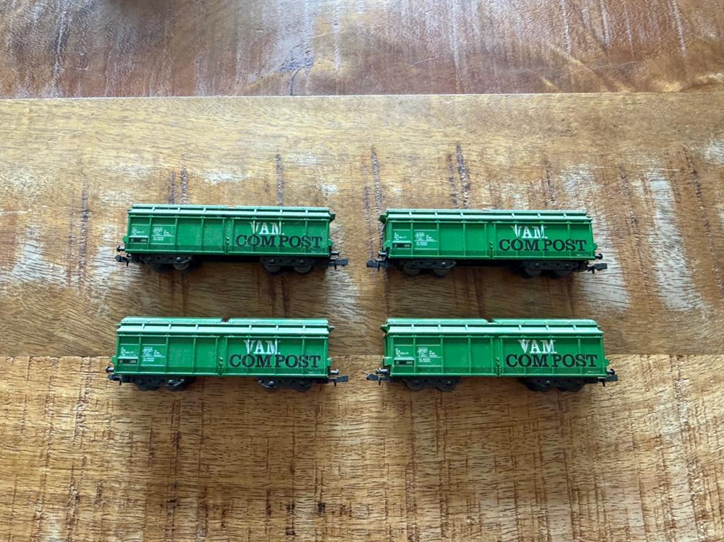 4x Roco VAM compost wagons in nette staat N spoor, Gelijkstroom, Wagon, Ophalen of Verzenden, Zo goed als nieuw