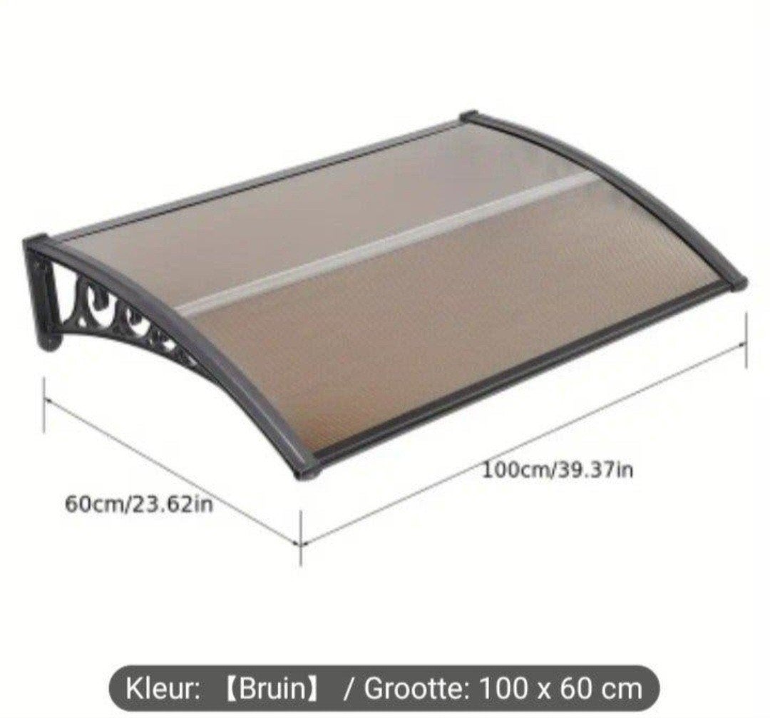 Deurluifel/afdak 100x60 cm bruin - bescherming tegen weer, Tuin en Terras, Zonneschermen, Overige typen, Nieuw, Ophalen of Verzenden