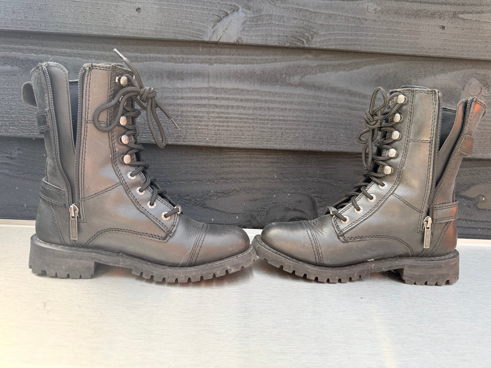 Harley-Davidson leren biker boots maat 38, Ophalen of Verzenden, Gedragen, Zwart, Lage of Enkellaarzen