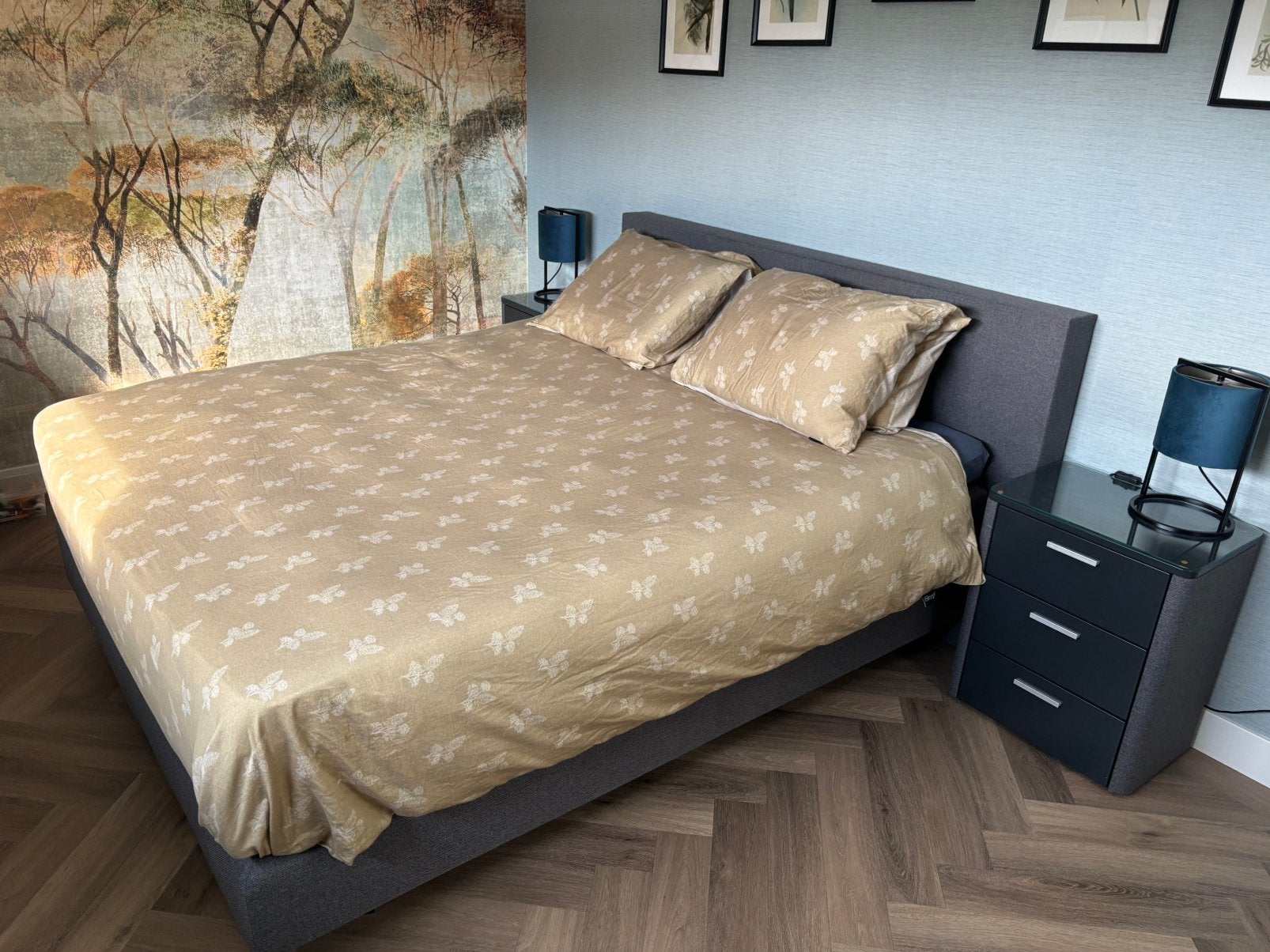 Boxspring 160x200 izgst 2 matrassen en topper, Ophalen, Zo goed als nieuw, Tweepersoons, 160 cm