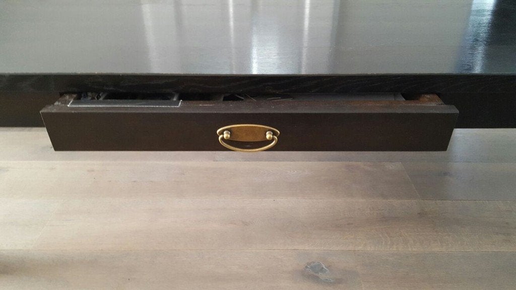 Massief eiken salontafel met lade, Huis en Inrichting, Ophalen, 50 – 75, 100 tot 150 cm, Eikenhout
