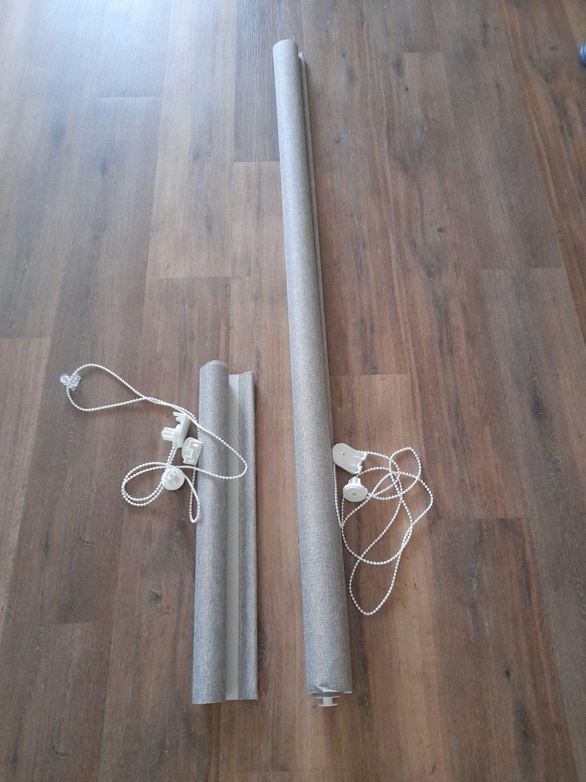 2 Rolgordijnen Linnenlook beige/zand, Ophalen, Rolgordijn, Verduisterend, Beige
