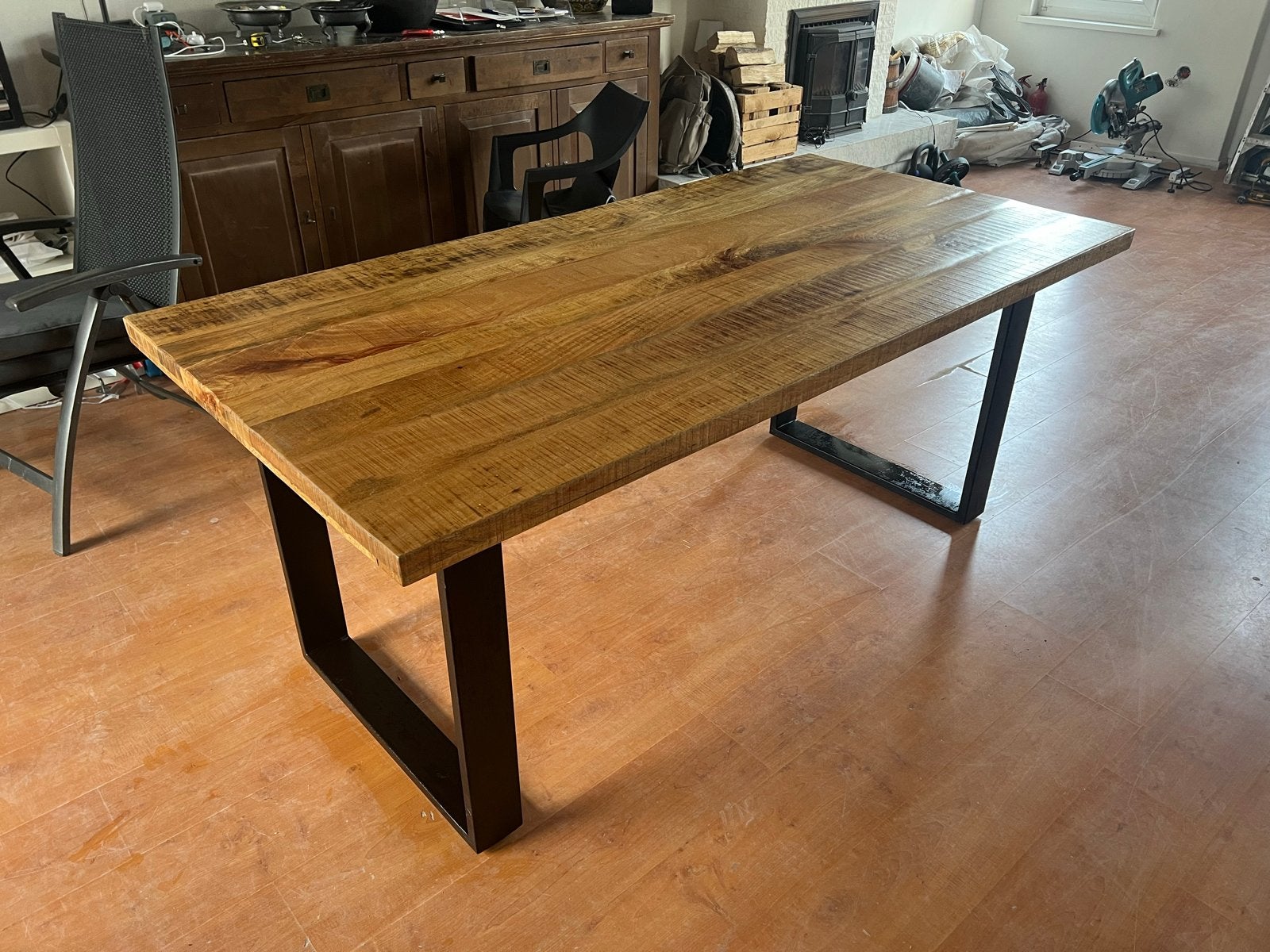 Robuuste Mango Houten Eettafel 180x90 cm  - Industrieel, Ophalen, Gebruikt, 50 tot 100 cm, 150 tot 200 cm
