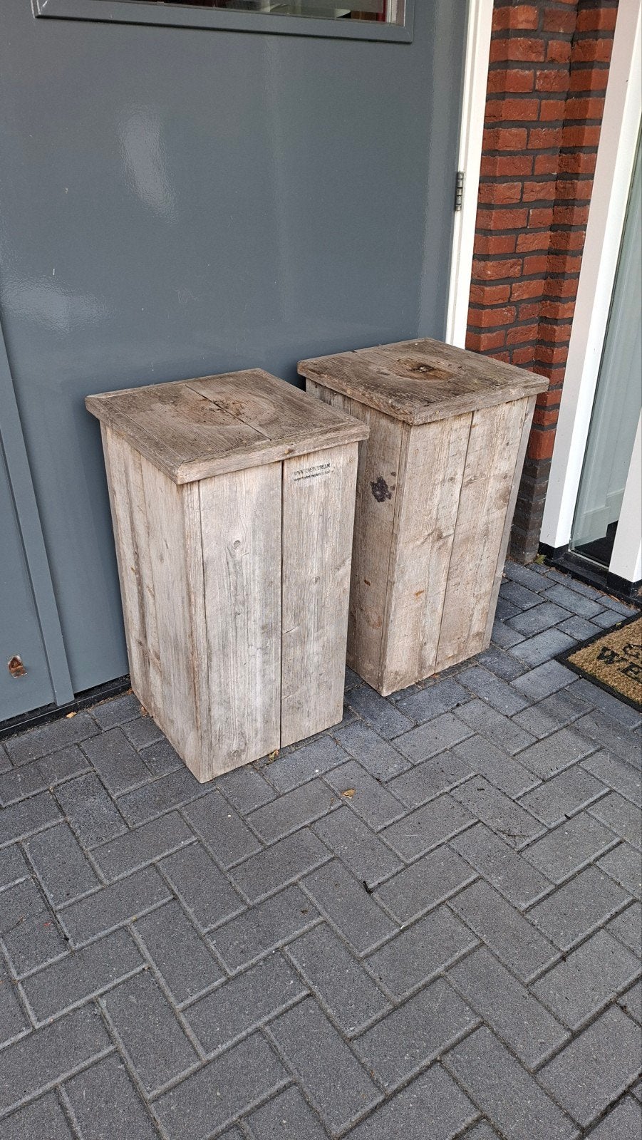 Set van 2 steigerhouten pilaren., Ophalen, Minder dan 50 cm, Gebruikt, Minder dan 50 cm