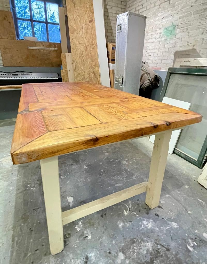 Unieke houten tafel, VanFraai design, Ophalen, Gebruikt, 50 tot 100 cm, Vijf personen of meer