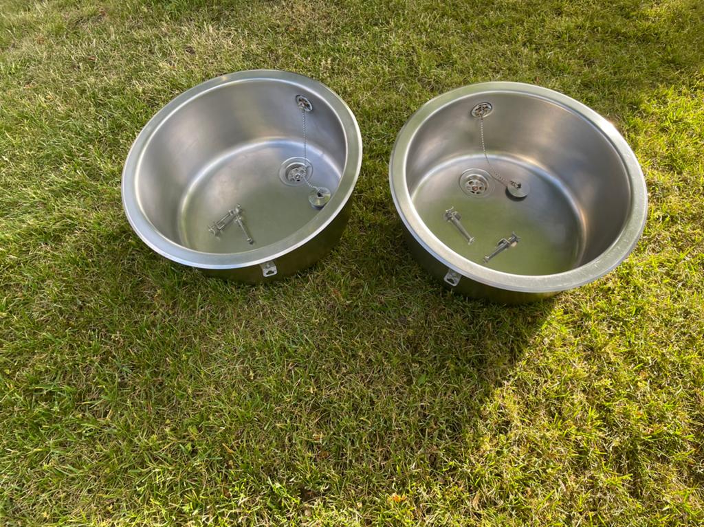 Spoelbak RVS rond ( Mandenmakers ) 2 stuks, Huis en Inrichting, Keuken | Keukenelementen, Minder dan 50 cm, Gebruikt, Ophalen of Verzenden