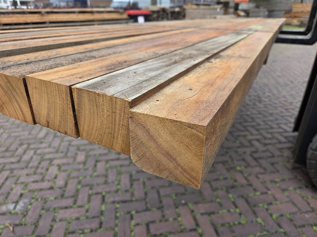 12 Hardhouten palen 70x75 mm / 4.00 m lang - nr: HB418, Ophalen, Palen, Nieuw, Hardhout
