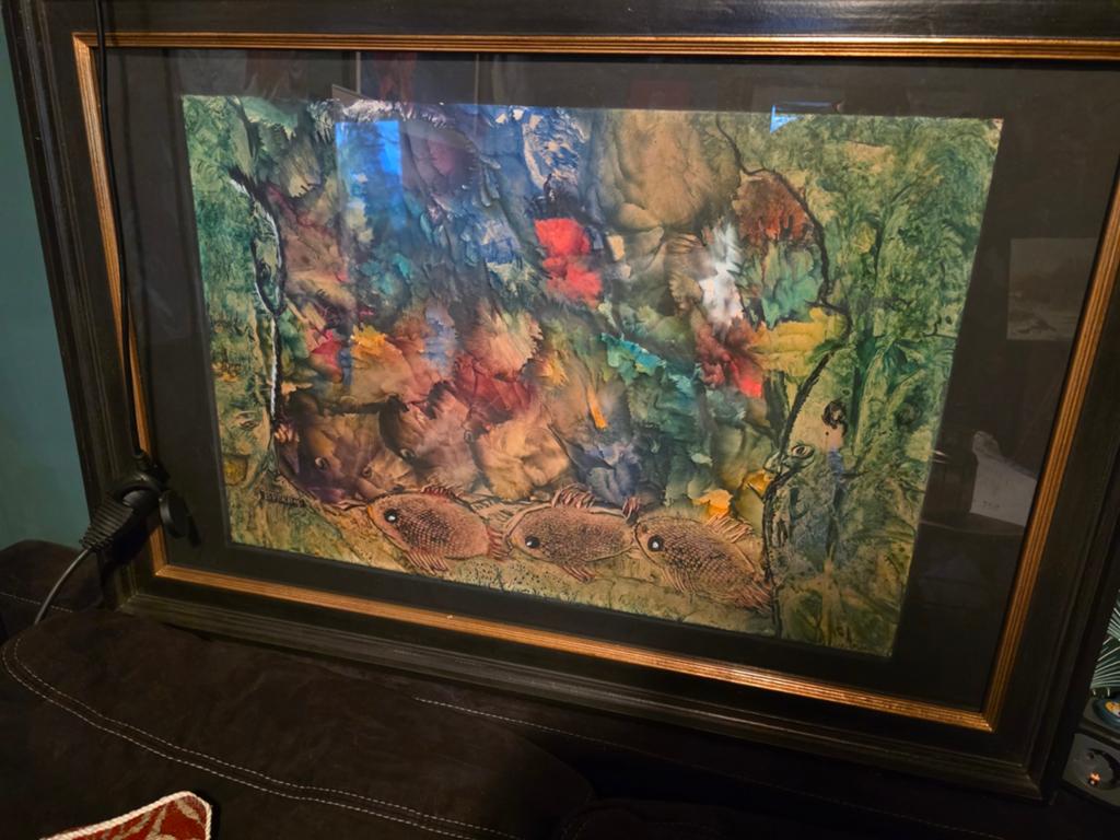 Origineel schilderij vissen BVERBUI, Ophalen of Verzenden