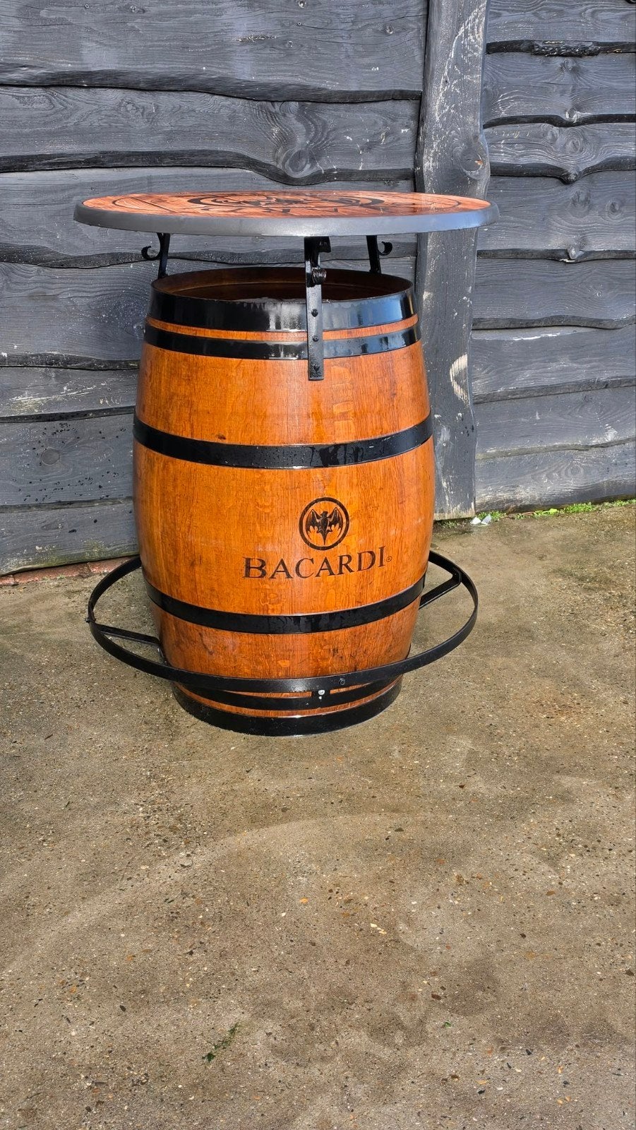 statafel met voetensteun Jack Daniels / Bacardi Whiskeyvat B, Ophalen