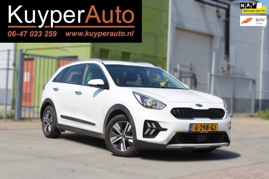 Kia Niro 1.6 GDi Hybrid DynamicLine, Auto's, Kia, Gebruikt, Euro 6, Leder en Stof, Wit