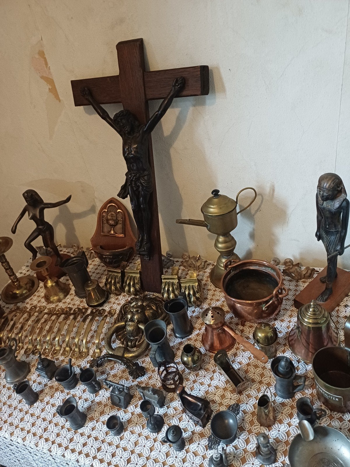 64 stuk antik koper bronz tin, Ophalen of Verzenden