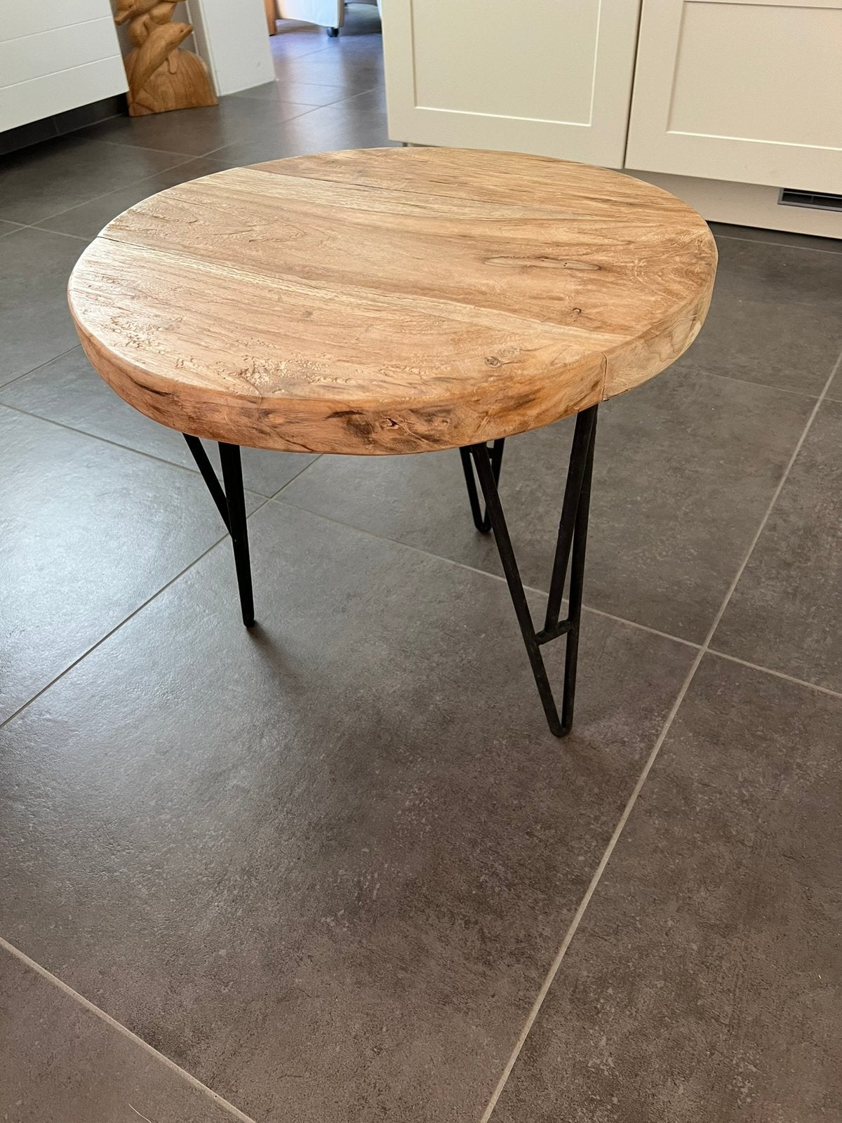 Mooie teak bijzettafel, Ophalen, Minder dan 45 cm, Minder dan 55 cm, Rond