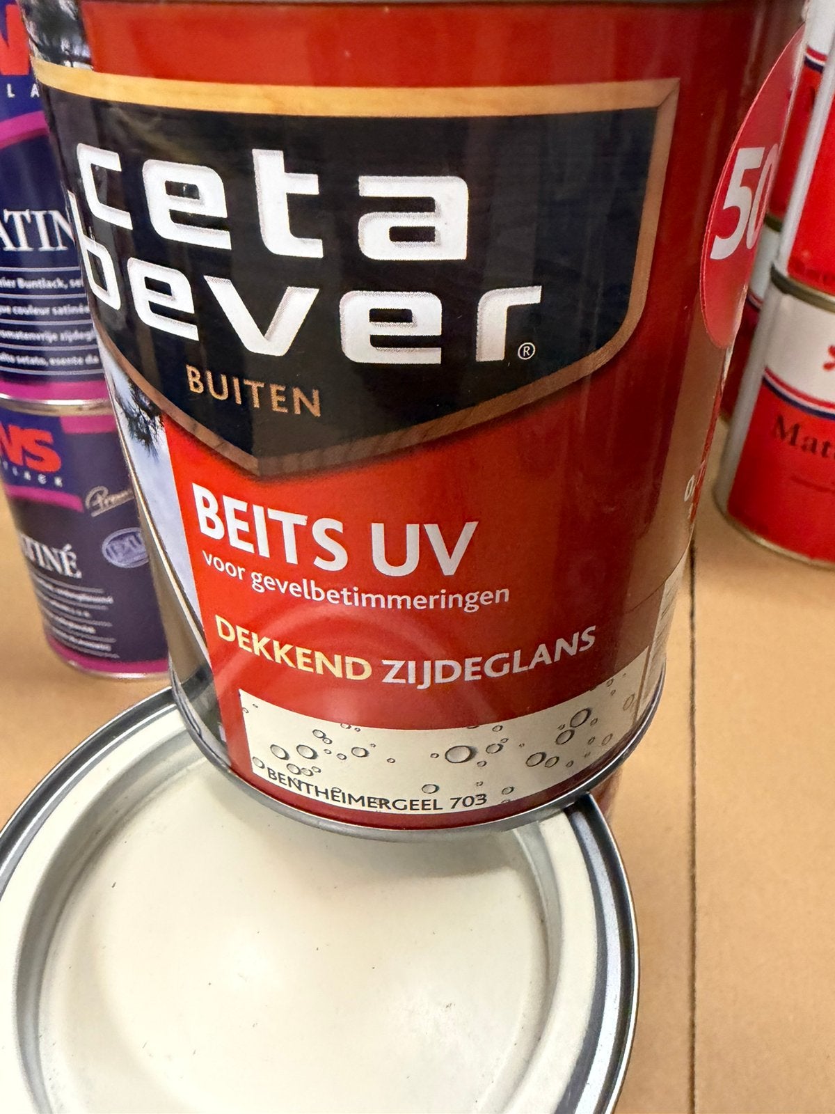 Cetabever dekkende beits bentheimergeel 0,75liter, Ophalen of Verzenden, Nieuw