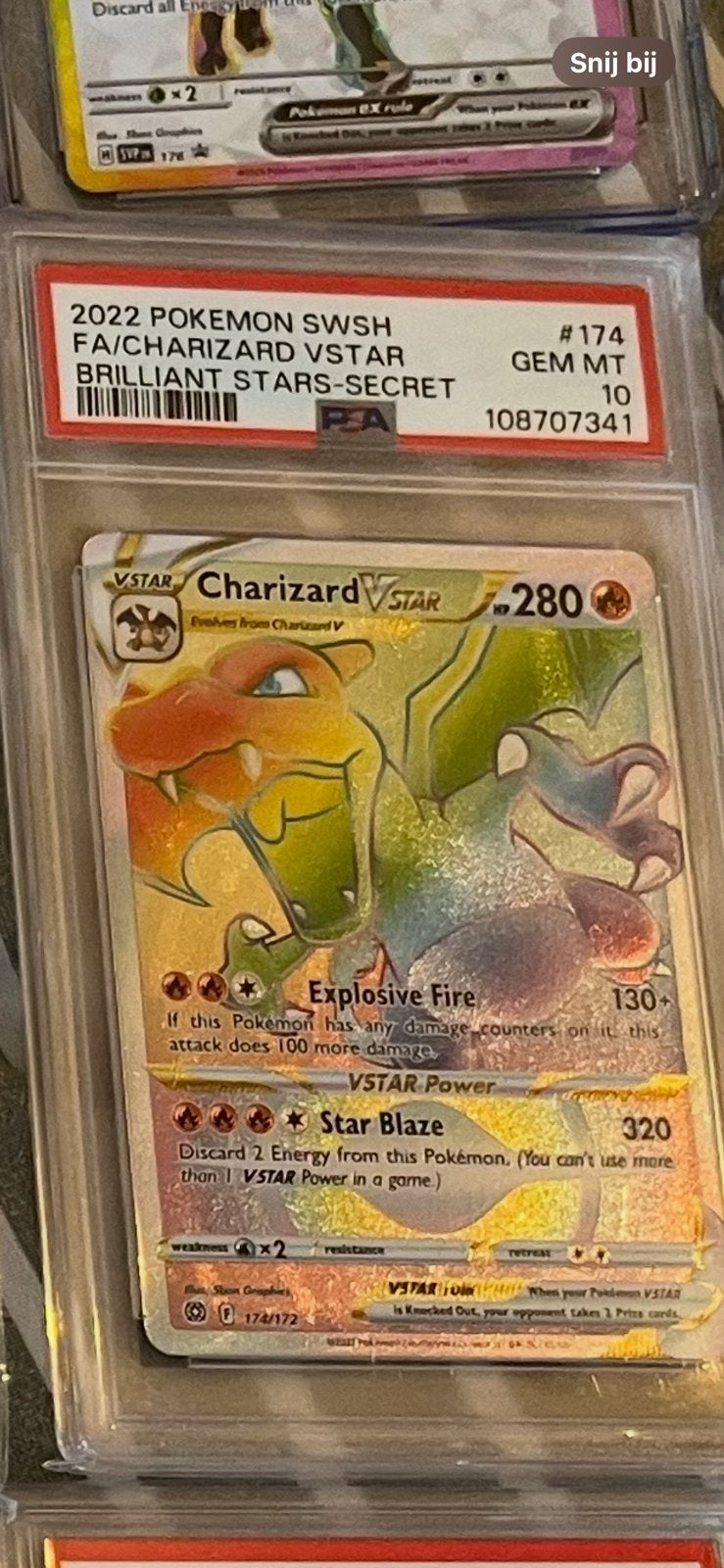 Charizard 74 Brilliant Stars Vstar PSA10, Ophalen of Verzenden, Zo goed als nieuw