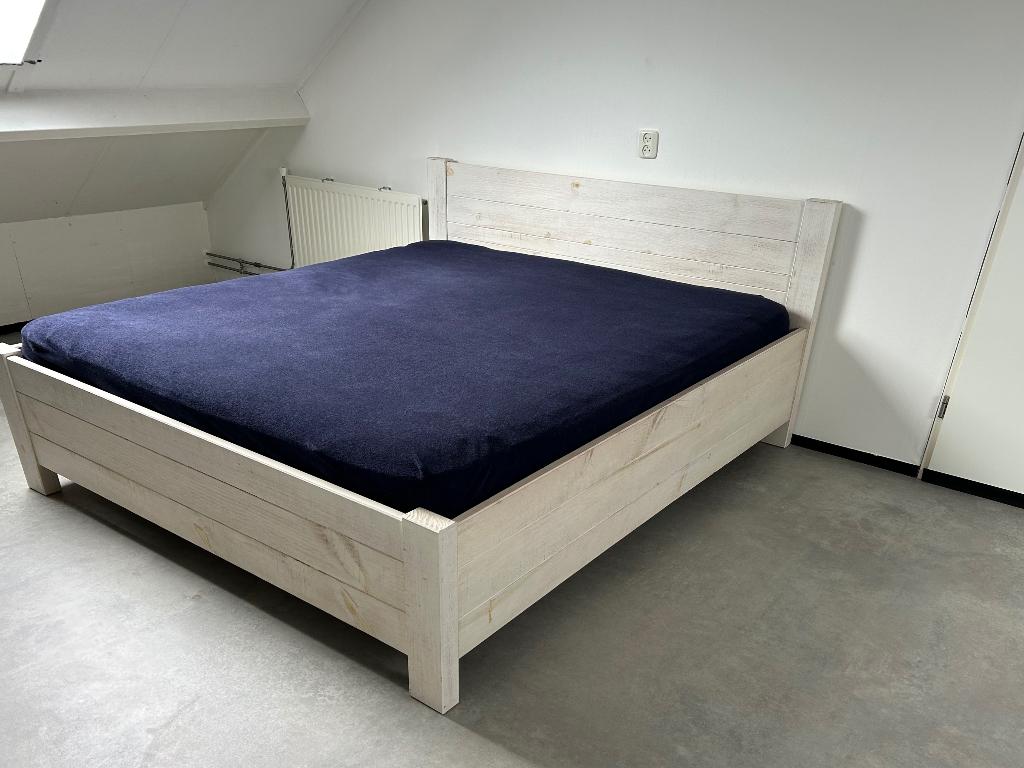 Bed 180x200, Ophalen, Wit, Tweepersoons, Zo goed als nieuw