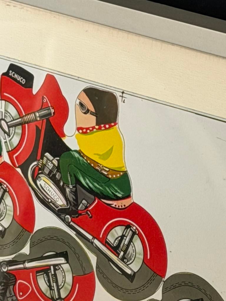 Zeldzame Schuco lithografische druk productieplaat ingelijst, Antiek en Kunst, Antiek | Speelgoed, Ophalen of Verzenden