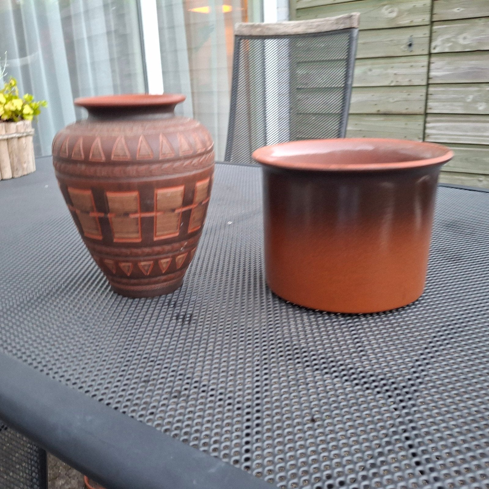 Vintage aardewerk vaas en bloempot, Ophalen