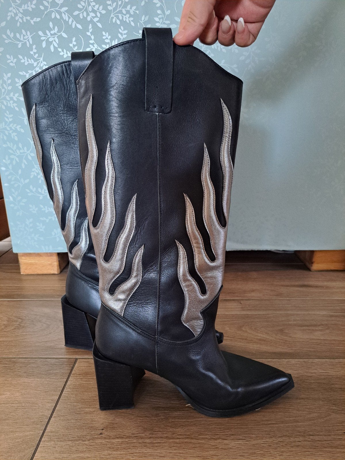 Sacha laarzen met vlammen - Maat 42/41, Hoge laarzen, Zwart, Ophalen of Verzenden, Sacha
