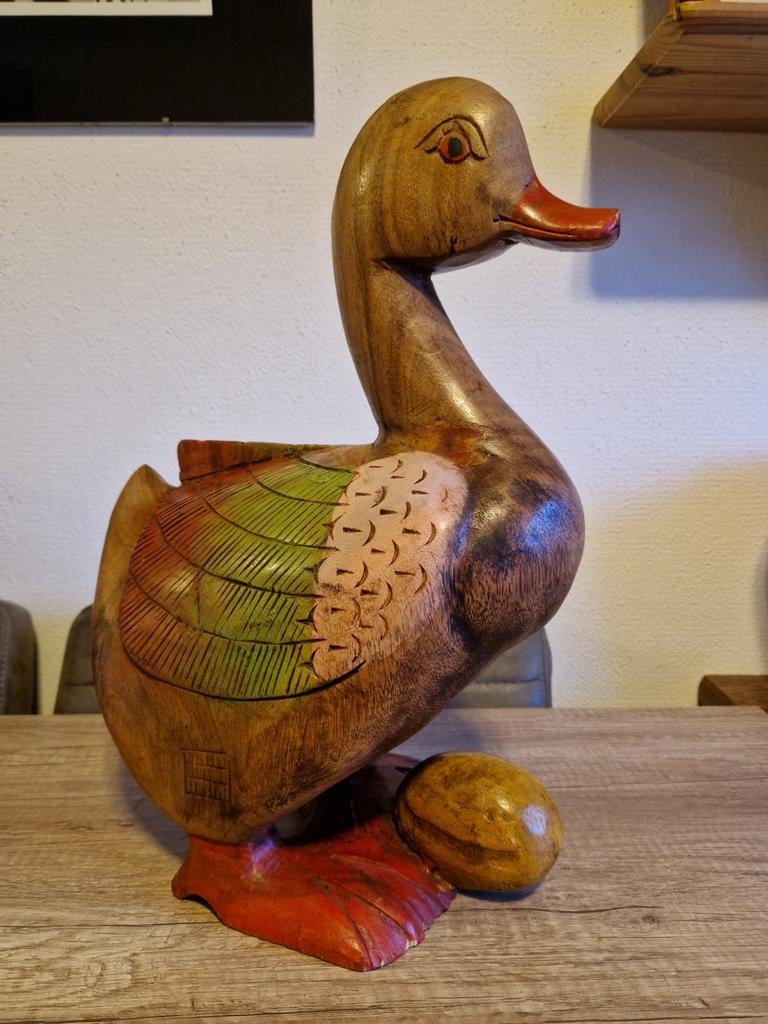 Vintage Grote houten eend, Antiek en Kunst, Antiek | Bestek, Ophalen of Verzenden