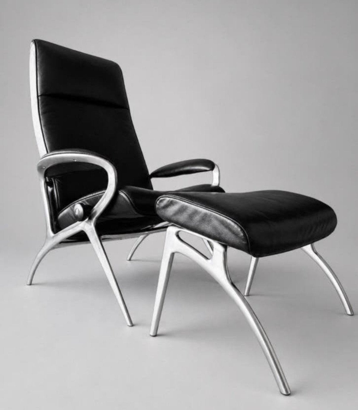 Stressless James Lounge Chair Ottoman Black Leather, Ophalen, -, -, Scandinavian Design