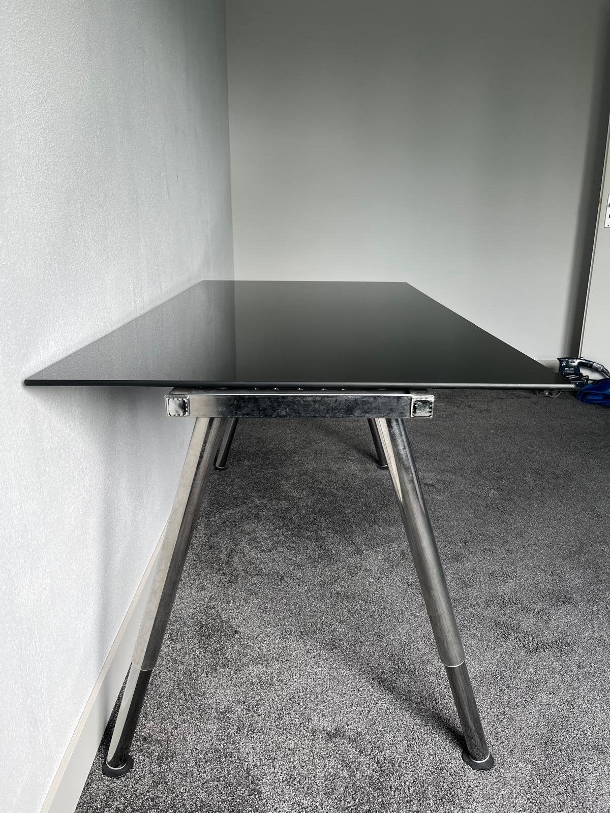 Zwarte glazen tafel 80x160 cm, Ophalen, Gebruikt, 50 tot 100 cm, Glas