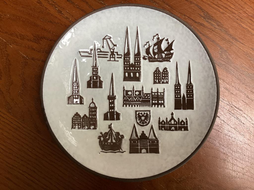 Vintage Dräger / Draeger wandbord - Lubeck kerken, Ophalen