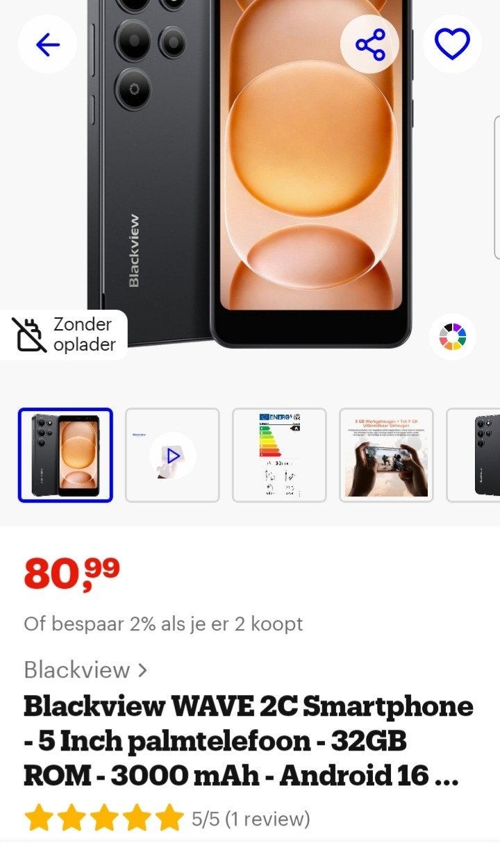 Blackview wave 2c (nieuw), Overige modellen, Nieuw, 3 tot 6 megapixel, Ophalen of Verzenden