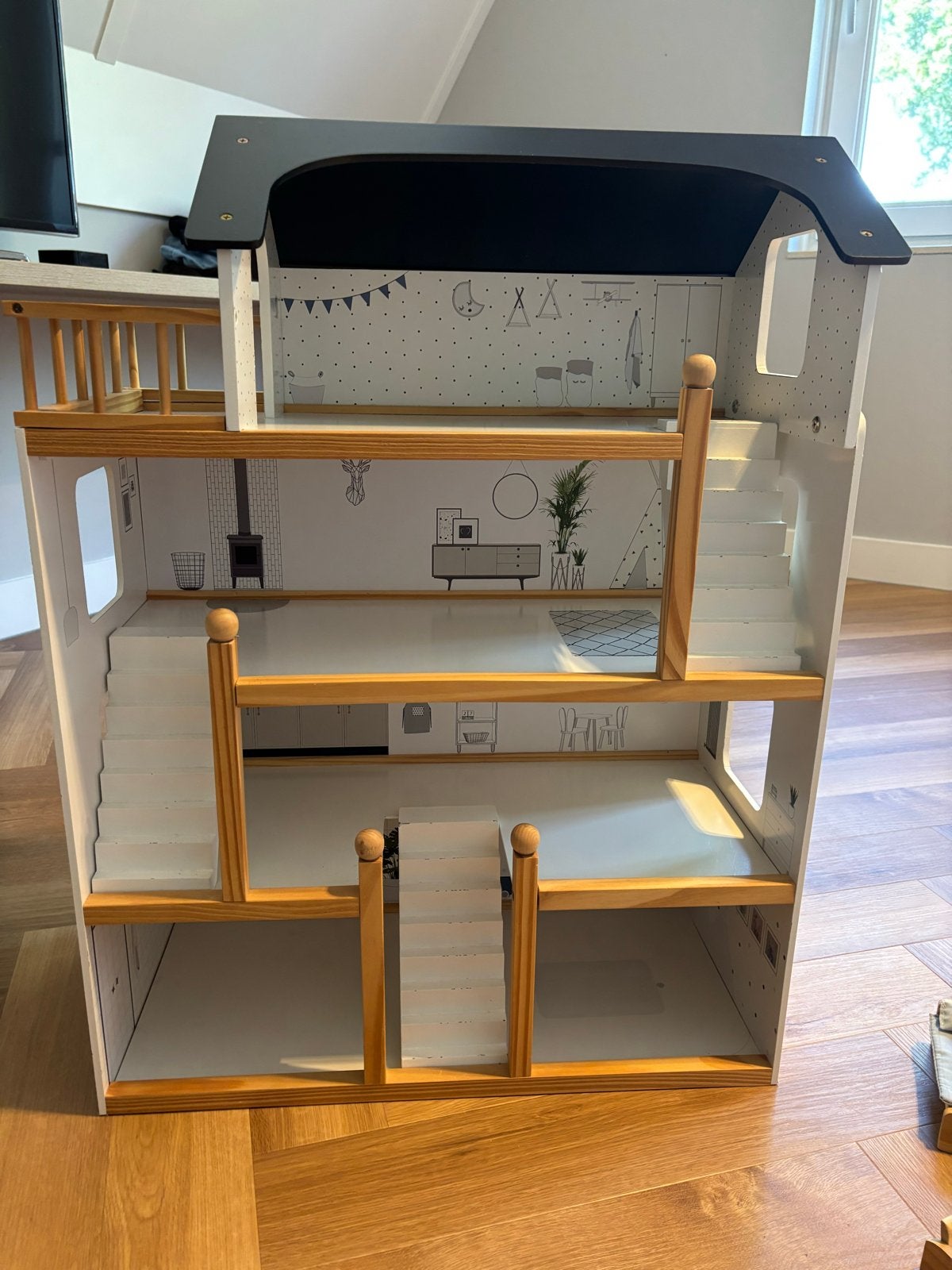 Petite Amelie Houten Poppenhuis met Meubels en Poppetjes, Ophalen, Gebruikt, Poppenhuis