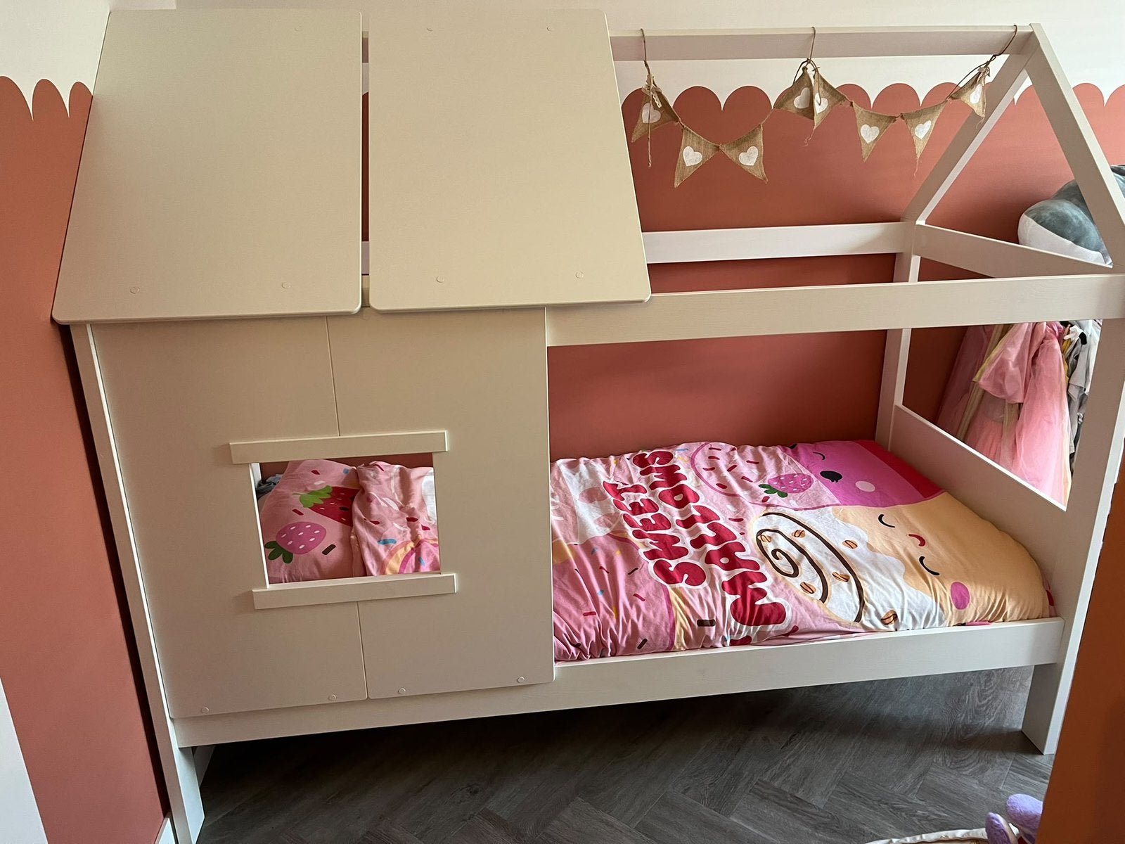 Kinderbed - huisbed van Vipack, Ophalen, Zo goed als nieuw, 180 cm of meer, 85 tot 100 cm