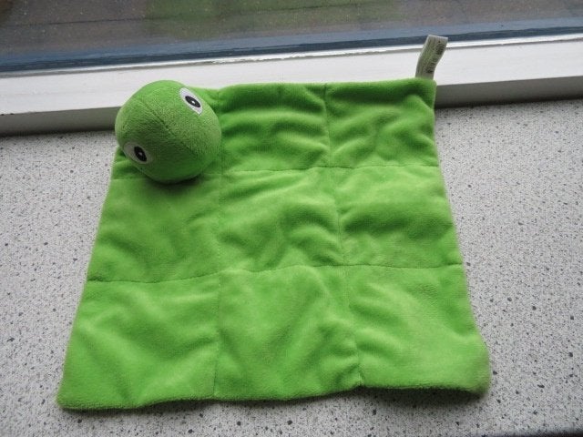 Knuffeldoek Kikker schildpad merk AniOne groene knisperdoek, Kikker, Groen, Ophalen of Verzenden, Zo goed als nieuw