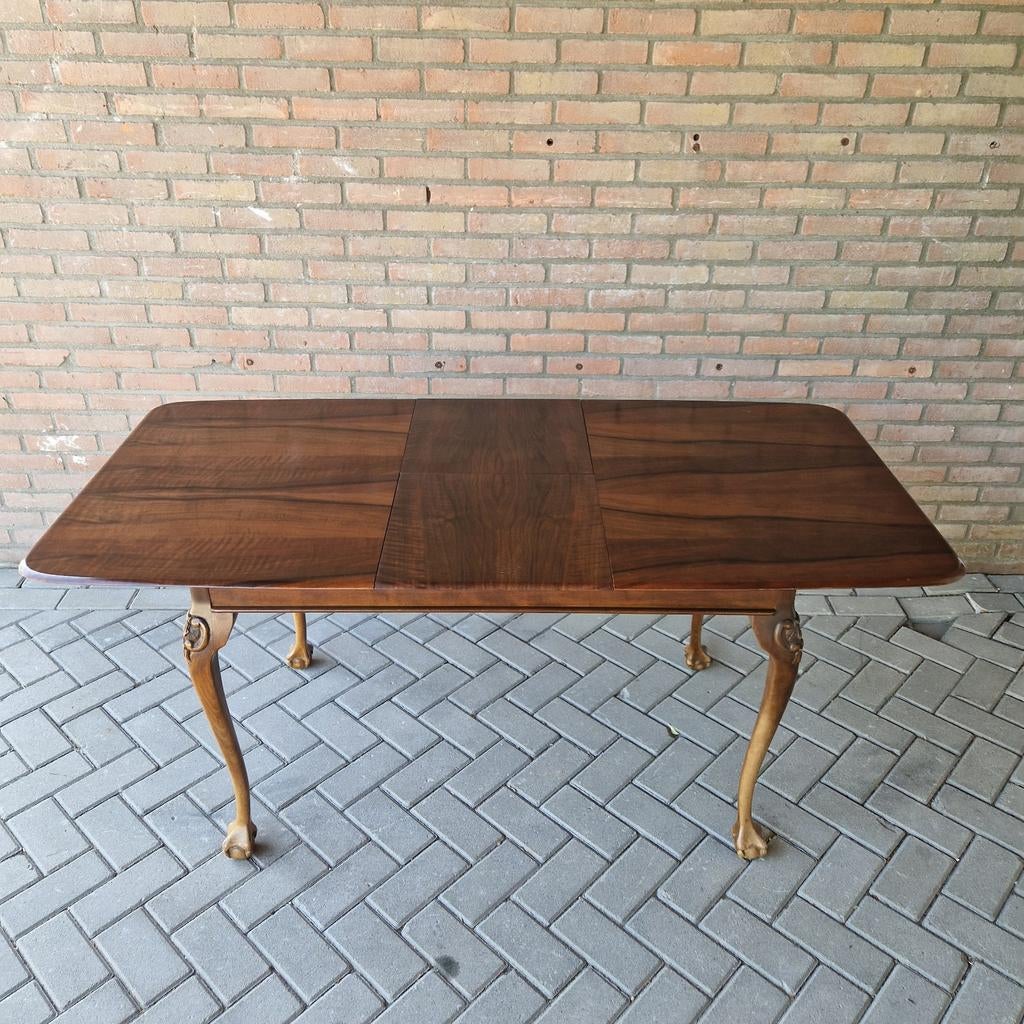 Vintage tafel  uittrekbare eettafel chippendale tafel, Ophalen of Verzenden