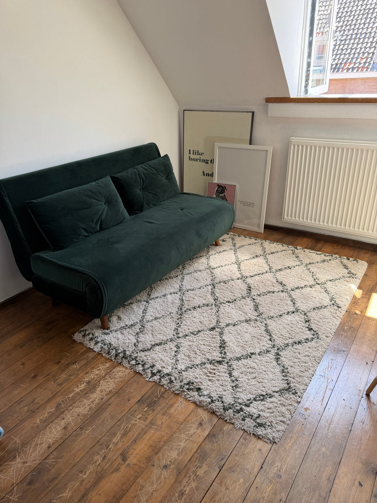 Vloerkleed Karwei Varamin crème/groen 120x170 cm - MOET WEG!, 100 tot 150 cm, Ophalen of Verzenden, Zo goed als nieuw, Crème