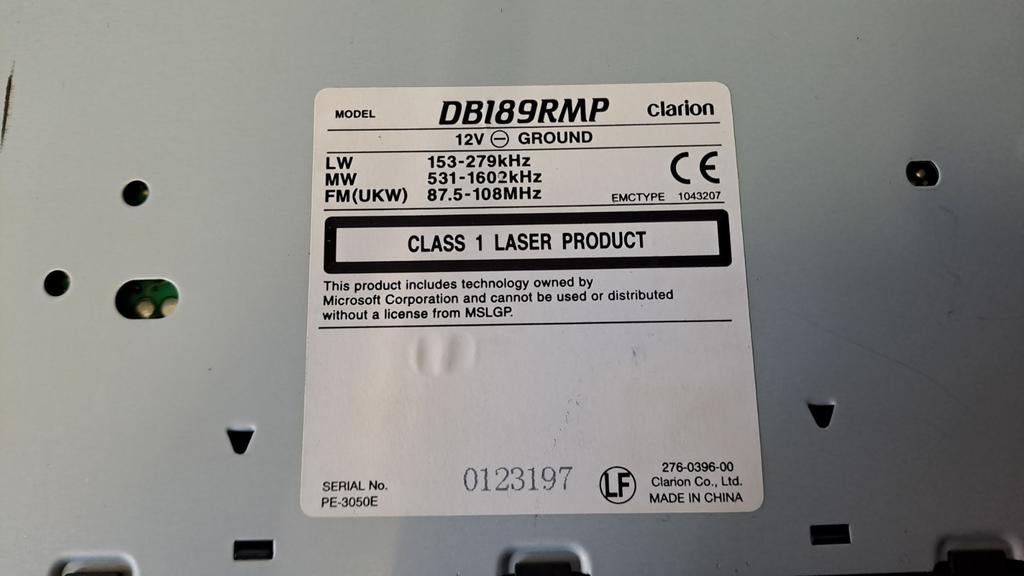 Clarion Autoradio DB189RMP - Gebruikt, Gebruikt, Onbekend, Ophalen of Verzenden, Onbekend
