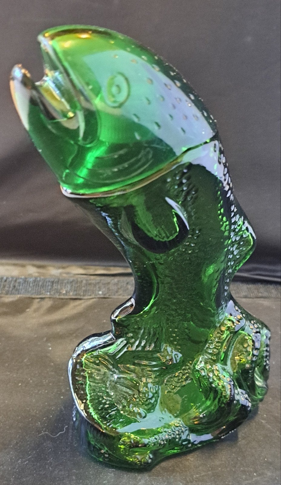 Vintage Avon parfumfles vis groen glas, Verzamelen, Ophalen of Verzenden, Parfumfles