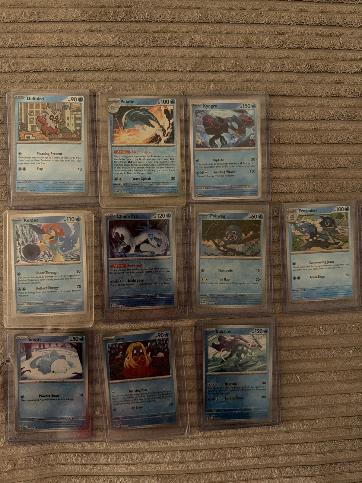 Pokémon kaarten collectie - 10 water type kaarten, Ophalen of Verzenden, Gebruikt, Meerdere kaarten