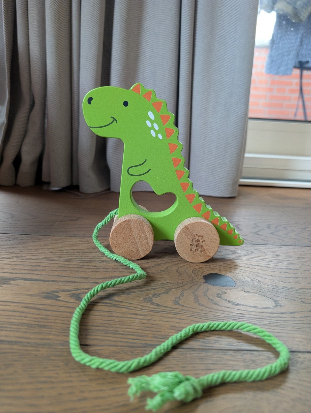 Houten trekdier dinosaurus voor baby's en peuters, Ophalen, Nieuw, Overige typen, Met wieltjes