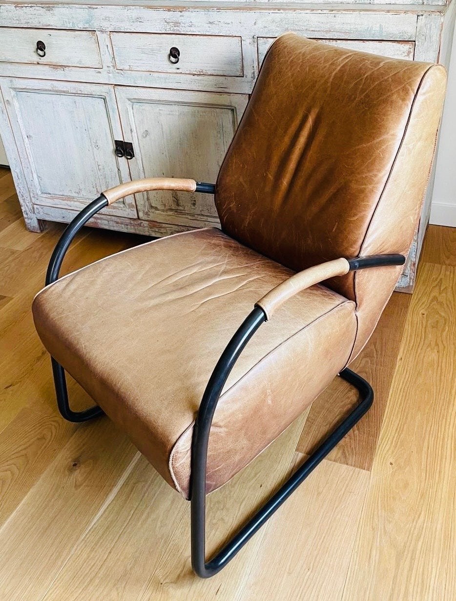 Leren Fauteuil - Comfortabel en Stijlvol - Jess Design, Ophalen, Gebruikt, Bruin, Leer