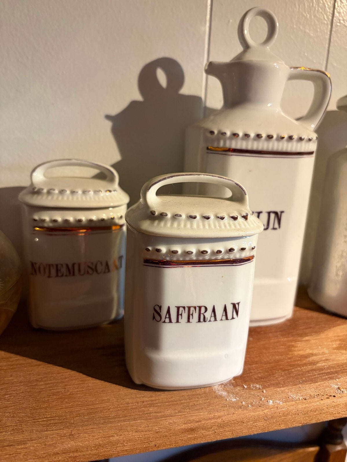 Antieke kruidenpotjes en azijnfles, Antiek en Kunst, Ophalen of Verzenden